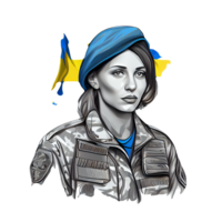 ukraina flagga kvinna illustration, skön kvinnor ukrainska och eu konstverk flaggor, ai genererad png