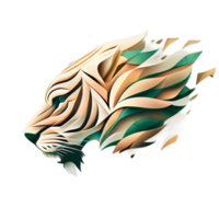 Tiger logo, simple and colorful illustration, transparent background, png