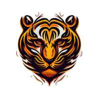 Tiger Logo, einfach und bunt Illustration, transparent Hintergrund, ai generiert png
