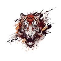 tigre logo, Facile et coloré illustration, transparent arrière-plan, ai généré png