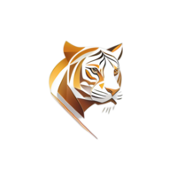 Tiger logo, simple and colorful illustration, transparent background, png