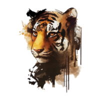 Tiger logo, simple and colorful illustration, transparent background, png