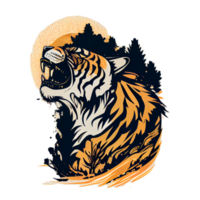 tigre logo, Facile et coloré illustration, transparent arrière-plan, ai généré png