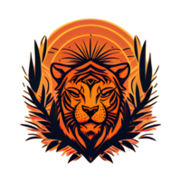 tigre logotipo, simples e colorida ilustração, transparente fundo, ai gerado png