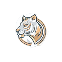 Tiger logo, simple and colorful illustration, transparent background, png