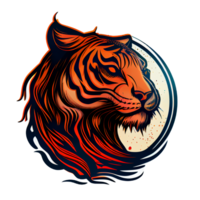 tigre logo, Facile et coloré illustration, transparent arrière-plan, ai généré png