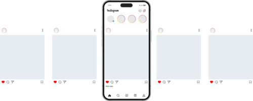 instagram carrousel ou faire glisser pages interface maquette avec cinq pages png