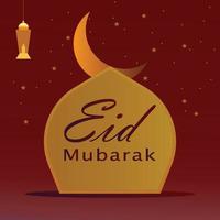 Eid mubarak greeting banner template design, Eid Mubarak Greeting Card, Islamic Illustration background vector design with beautiful moon, Eid Mubarak Lantern Background Free Vector.