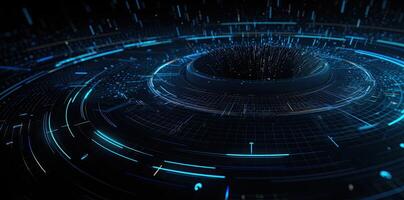 modern technology circle background or abstract image, blueprint, circuitry, light navy and sky-blue, Illustration photo