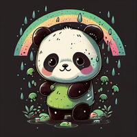 Cute little panda vector illustration. Kawaii style design. Adorable panda Chinese bear standing. Chibi art panda bear. photo