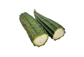 Green Luffa acutangula or Oyong isolated on white background photo