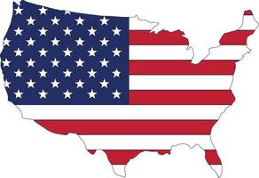 Estados Unidos mapa bandera . mapa de el Estados Unidos con el nacional bandera de unido estados de America aislado en blanco antecedentes. vector ilustración.