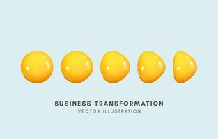 3D change of shape from sphere to triangle, Business transformation, development in organization for success better concept, Vector illustration.