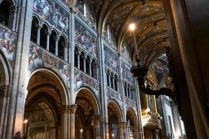 Parma,Italy-April 3, 2022-view of the inside of the Parma cathedral with with its beautiful frescoes photo