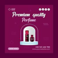 Premium quality Perfume- social media post template. Suitable for social media posts and web or internet ads. Vector illustration with Photo College.