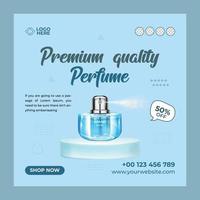 Premium quality Perfume- social media post template. Suitable for social media posts and web or internet ads. Vector illustration with Photo College.