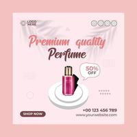 Premium quality Perfume- social media post template. Suitable for social media posts and web or internet ads. Vector illustration with Photo College.