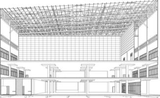 Ilustración 3D del proyecto de construcción vector