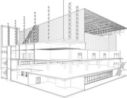 3D illustration of building project vector