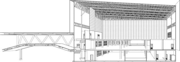 Ilustración 3D del proyecto de construcción vector