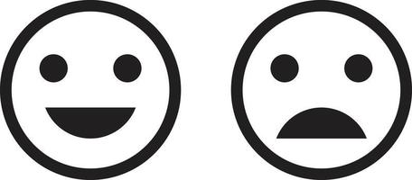 contento y triste emoji caras icono vector aislado en blanco antecedentes para aplicaciones y sitios web