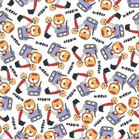 Seamless pattern of Cute little animal on excavator. Can be used for t-shirt print, kids wear fashion design, print for t-shirts, baby clothes, poster. and other decoration. vector