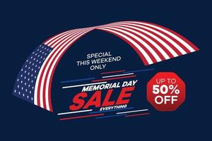 memorial day sale web banner. happy memorial day holiday sale post. memorial day weekend sale banner. Memorial Day social media promotion template design of USA national flag colors vector