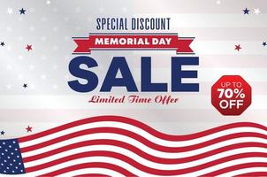 memorial day sale web banner. happy memorial day holiday sale post. memorial day weekend sale banner. Memorial Day social media promotion template design of USA national flag colors vector