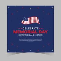 memorial day web banner. happy memorial day holiday post. memorial day weekend banner. Memorial Day social media template design of USA national flag colors vector