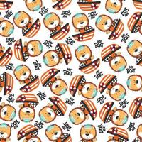 Seamless pattern with cute little animal the sailor, Cute Marine pattern for fabric, baby clothes, background, textile, wrapping paper and other decoration vector