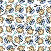 Seamless pattern with cute little animal the sailor, Cute Marine pattern for fabric, baby clothes, background, textile, wrapping paper and other decoration vector