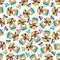 Seamless pattern with cute little animal the sailor, Cute Marine pattern for fabric, baby clothes, background, textile, wrapping paper and other decoration vector