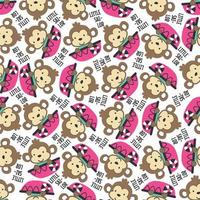 Seamless pattern with cute little animal the sailor, Cute Marine pattern for fabric, baby clothes, background, textile, wrapping paper and other decoration vector