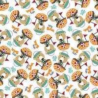 Seamless pattern with cute little animal the sailor, Cute Marine pattern for fabric, baby clothes, background, textile, wrapping paper and other decoration vector