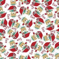 Seamless pattern with cute little animal the sailor, Cute Marine pattern for fabric, baby clothes, background, textile, wrapping paper and other decoration vector