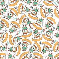 Seamless vector pattern with cute little animal skydiver, Design concept for kids textile print, nursery wallpaper, wrapping paper. Cute funny background.