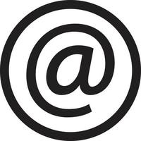 e mail symbol . at icon in a circle vector . communication icon