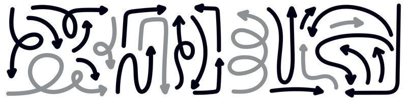Doodle spiral arrows icon. Design quirky twist zigzag line, spring coil, curve wave. Vector illustration