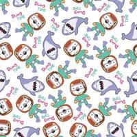 Seamless pattern texture with little animal swim in underwater. For fabric textile, nursery, baby clothes, background, textile, wrapping paper and other decoration. vector