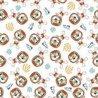 Seamless pattern texture with little animal swim in underwater. For fabric textile, nursery, baby clothes, background, textile, wrapping paper and other decoration. vector