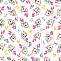 Seamless pattern texture with little animal swim in underwater. For fabric textile, nursery, baby clothes, background, textile, wrapping paper and other decoration. vector