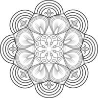 Vector drawing for coloring book. Geometric floral pattern. Contour drawing on a white background. Mandala.