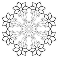 Vector drawing for coloring book. Geometric floral pattern. Contour drawing on a white background. Mandala.