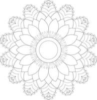 Vector drawing for coloring book. Geometric floral pattern. Contour drawing on a white background. Mandala.