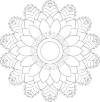 Vector drawing for coloring book. Geometric floral pattern. Contour drawing on a white background. Mandala.