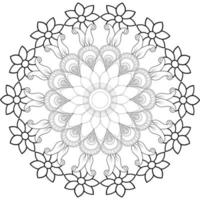 Vector drawing for coloring book. Geometric floral pattern. Contour drawing on a white background. Mandala.