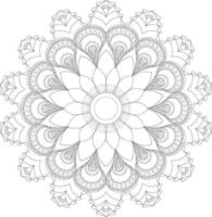 Vector drawing for coloring book. Geometric floral pattern. Contour drawing on a white background. Mandala.