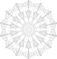 Vector drawing for coloring book. Geometric floral pattern. Contour drawing on a white background. Mandala.