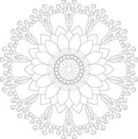Vector drawing for coloring book. Geometric floral pattern. Contour drawing on a white background. Mandala.