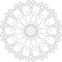 Vector drawing for coloring book. Geometric floral pattern. Contour drawing on a white background. Mandala.